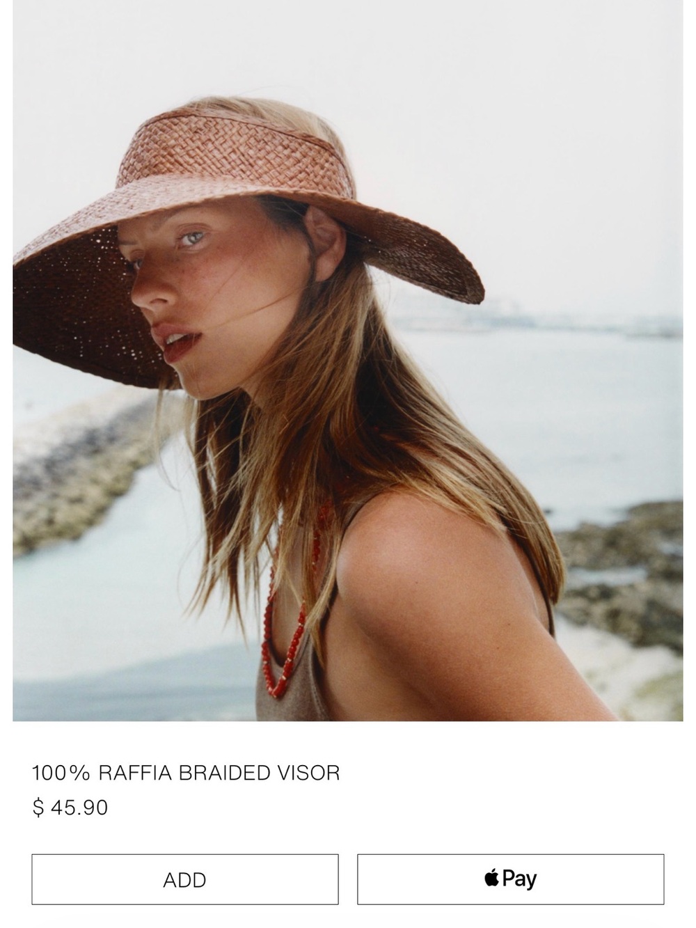 Zara Braided Raffia Visor Hat in Natural Brown